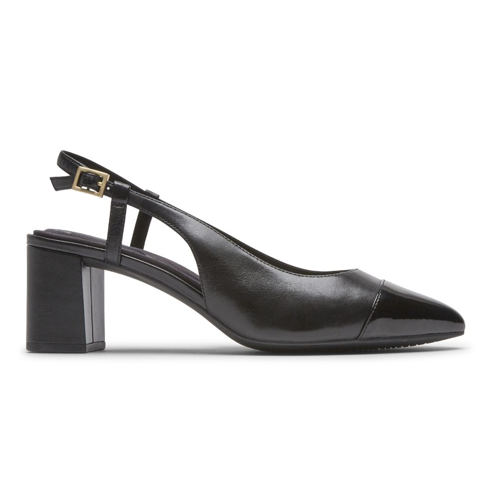 Rockport Women's Total Motion Salima Posted Slingback Pumps - Black - USA (4381FPXWK)